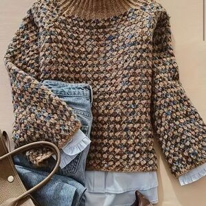 Elegant Multicolor Knit Turtleneck Sweater